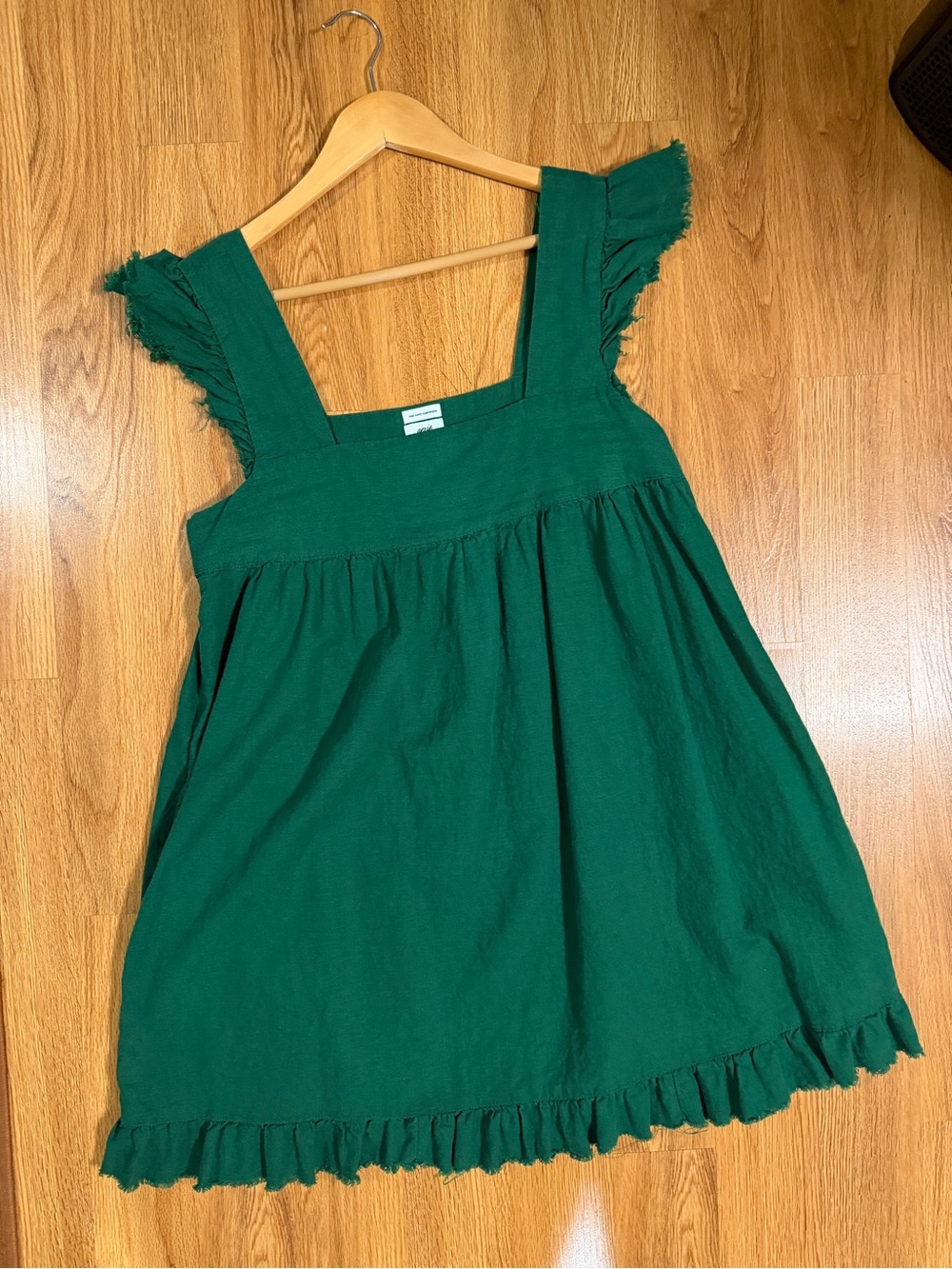 aerie Emerald Green Ruffle-Trim Square-Neck Mini Dress